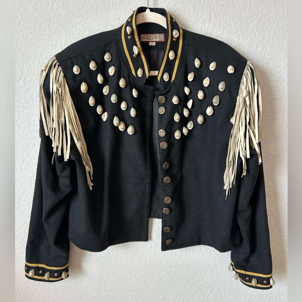 Vintage Double D Ranch Wool-Blend Fringe Jacket with Shell Accent, Size L - Picture 4 of 13